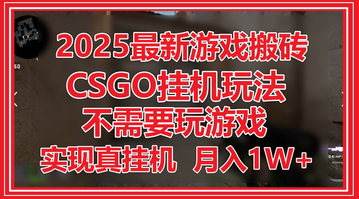 2025最新游戏搬砖，CSGO挂机，不需要玩游戏，实现真挂机，月入1W+-鼎誉项目网