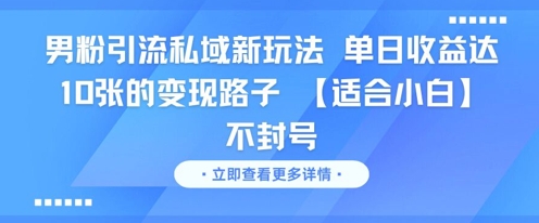 男粉引流私域新玩法，单日收益达10张的变现路子 【适合小白】不封号-鼎誉项目网