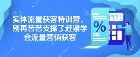 实体流量获客特训营，​别再苦苦支撑了赶紧学会流量营销获客-鼎誉项目网