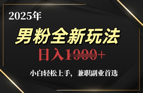 2025年男粉全新玩法，小白轻松上手，兼职副业首选，轻轻松松日入1k+-鼎誉项目网