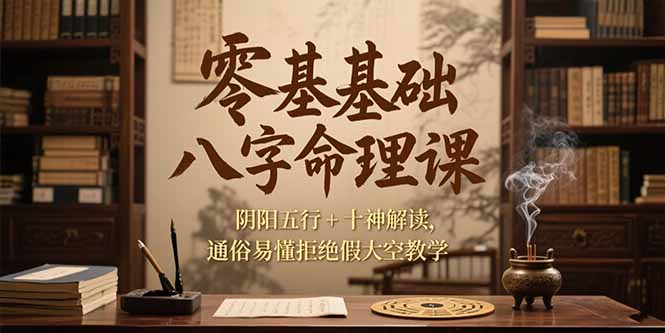 零基础八字命理课，阴阳五行+十神解读，通俗易懂拒绝假大空教学-鼎誉项目网