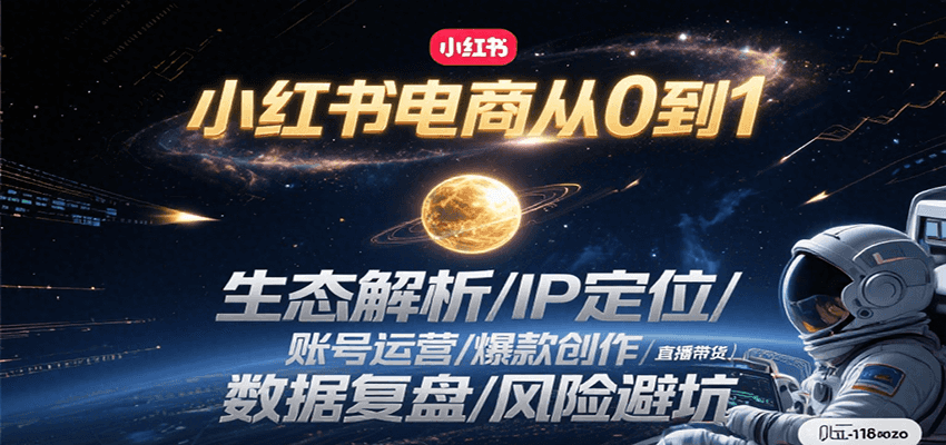 小红书电商从0到1：生态解析/IP定位/ 账号运营/爆款创作/直播带货/数据复盘/风险避坑-鼎誉项目网