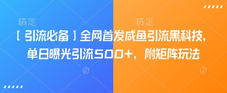 【引流必备】全网首发咸鱼引流黑科技，单日曝光引流500+，附矩阵玩法【揭秘】-鼎誉项目网