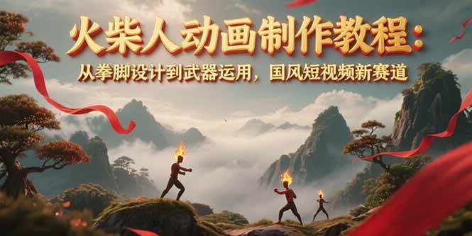图片[1]-火柴人动画制作教程：从拳脚设计到武器运用，国风短视频新赛道-鼎誉项目网