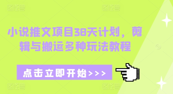 小说推文项目38天计划，剪辑与搬运多种玩法教程-鼎誉项目网