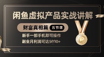 精品！闲鱼虚拟产品实战讲解，新手一部手机即可操作，副业月利润可达5k+-鼎誉项目网