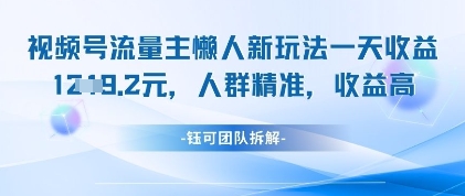 视频号流量主懒人新玩法，一天收益1k，人群精准收益高-鼎誉项目网