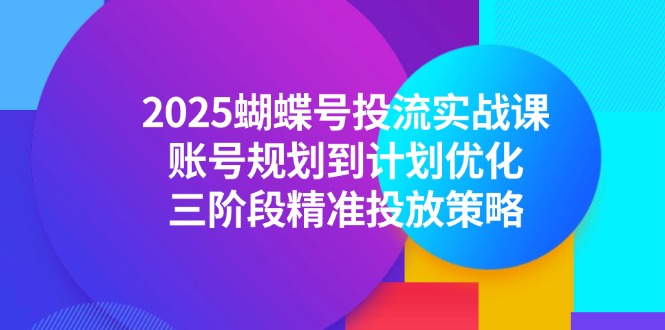 2025蝴蝶号投流实战课，账号规划到计划优化，三阶段精准投放策略-鼎誉项目网