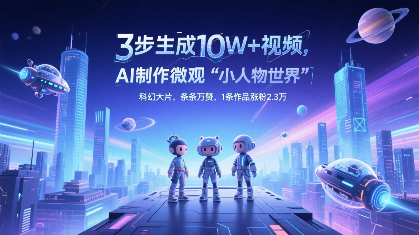 三步生成10W+视频，AI制作微观“小人物世界”科幻大片，条条万赞，1条作品涨粉2.3万-鼎誉项目网