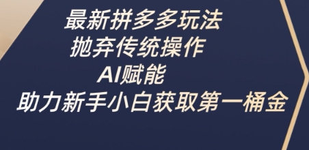 最新拼多多玩法，抛弃传统操作，AI赋能，助力新手小白获取第一桶金-鼎誉项目网