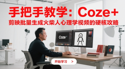 手把手教学：Coze + 剪映批量生成火柴人心理学视频的硬核攻略-鼎誉项目网