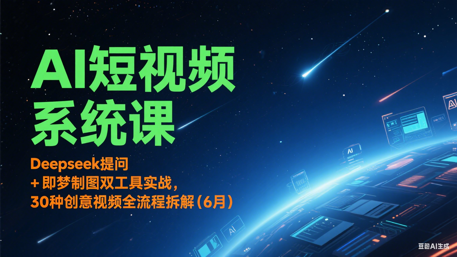 AI短视频系统课：Deepseek提问 + 即梦制图双工具实战，30种创意视频全流程拆解(6月)-鼎誉项目网