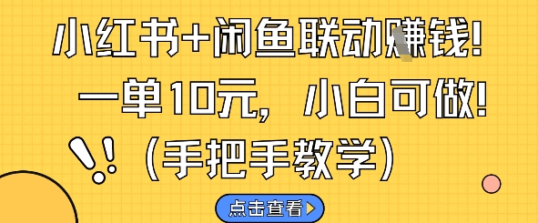 小红书+闲鱼联动挣钱，一单10元，小白可做-鼎誉项目网