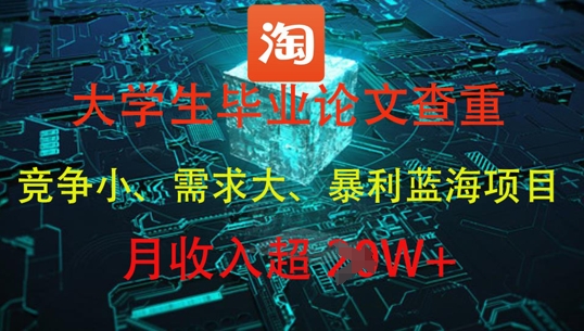 大学生毕业论文查重，暴利蓝海项目，月收入过1W+-鼎誉项目网