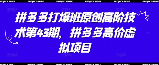 拼多多打爆班原创高阶技术第43期，拼多多高价虚拟项目-鼎誉项目网