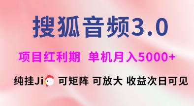 搜狐音频挂ji3.0.可矩阵可放大，独家技术，稳定月入5000+【揭秘】-鼎誉项目网