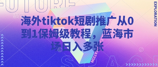 海外tiktok短剧推广从0到1保姆级教程，蓝海市场日入多张-鼎誉项目网