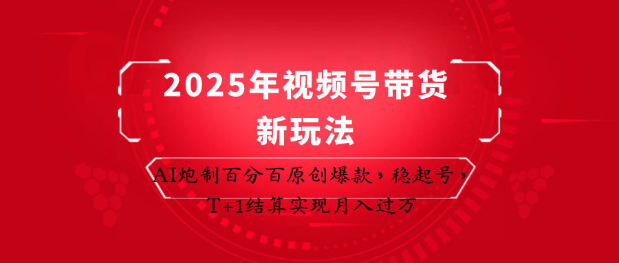 2025年视频号带货新玩法：AI炮制百分百原创爆款，稳起号，T+1结算实现月入过万-鼎誉项目网