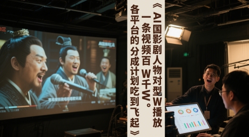 AI三国影视剧人物对口型唱歌玩法，一条视频百W千W播放，各平台的分成计划吃到飞起-鼎誉项目网
