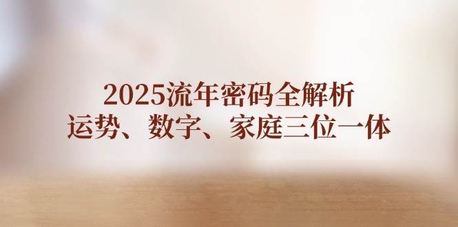2025流年密码全解析，运势、数字、家庭三位一体-鼎誉项目网