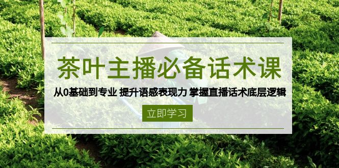 茶叶 主播必备话术课 从0基础到专业 提升语感表现力 掌握直播话术底层逻辑-鼎誉项目网