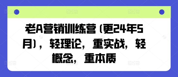 老A营销训练营(更25年4月)，轻理论，重实战，轻概念，重本质-鼎誉项目网