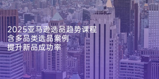 2025亚马逊选品趋势课程，含多品类选品案例，提升新品成功率-鼎誉项目网