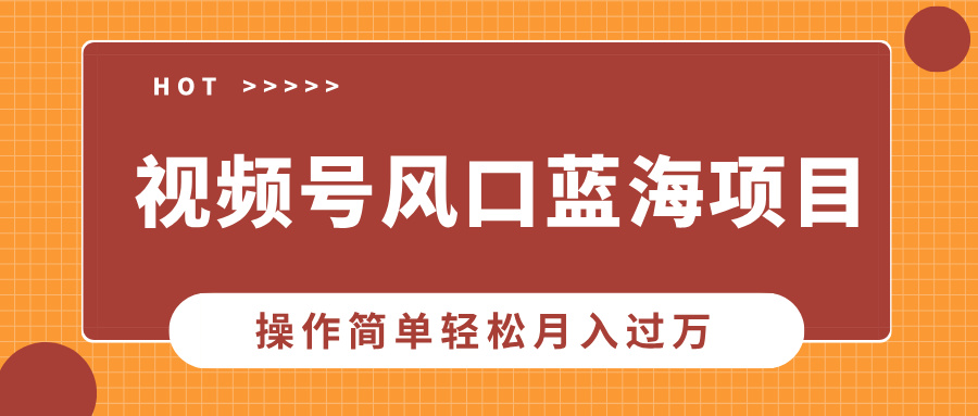 视频号风口蓝海项目，中老年人的流量密码，操作简单轻松月入过万-鼎誉项目网