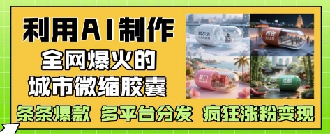 利用AI制作全网爆火的城市微缩胶囊，条条爆款， 多平台分发，疯狂涨粉变现-鼎誉项目网