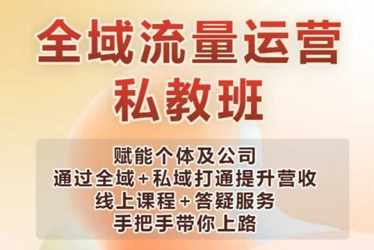 全域流量运营操盘课,赋能个体及公司通过全域+私域打通提升营收