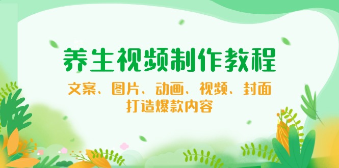 养生视频制作教程，文案、图片、动画、视频、封面，打造爆款内容-鼎誉项目网