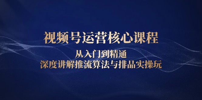视频号运营核心课程，从入门到精通，深度讲解推流算法与排品实操玩-鼎誉项目网