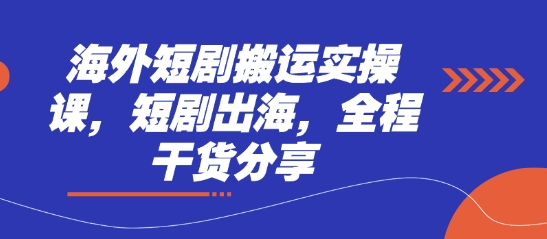 海外短剧搬运实操课，短剧出海，全程干货分享-鼎誉项目网