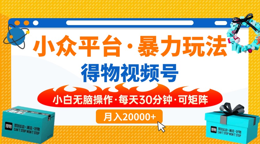 小众平台暴力玩法，一键搬运爆款视频，可矩阵小白无脑操作，每天30分钟…-鼎誉项目网