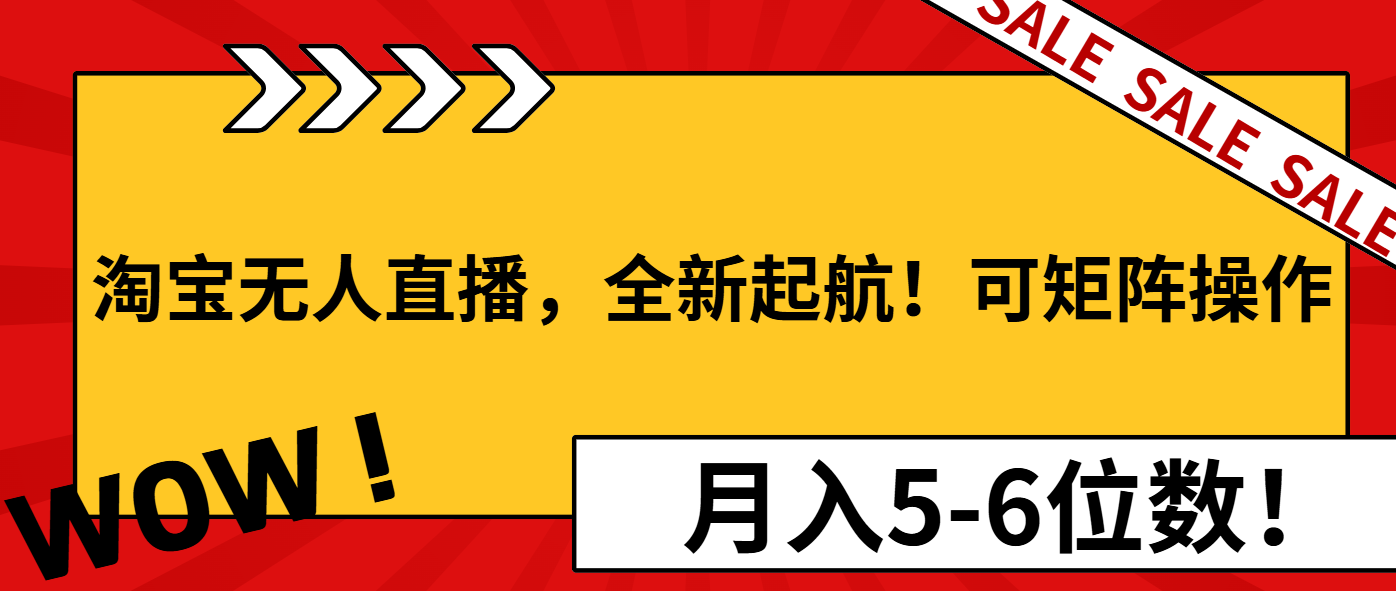淘宝无人直播，全新起航！可矩阵操作，月入5-6位数！-鼎誉项目网