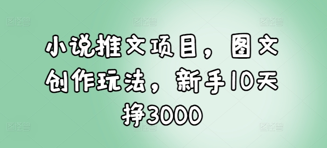 小说推文项目，图文创作玩法，新手10天挣3000-鼎誉项目网