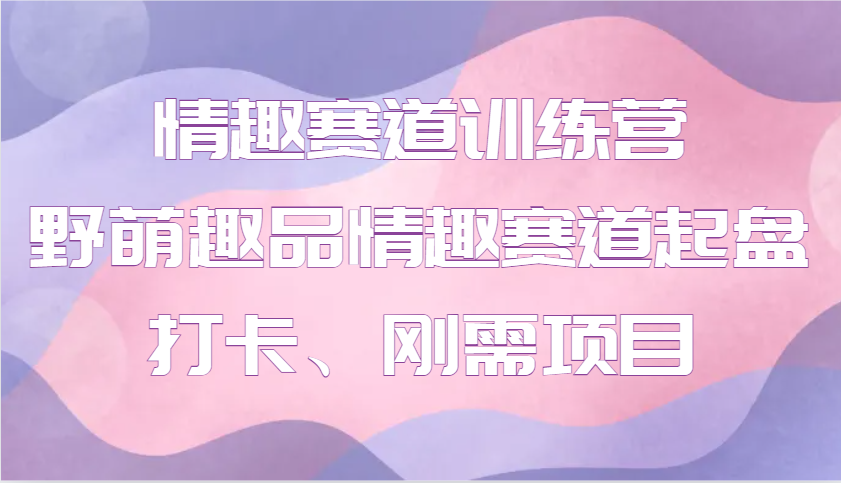 情趣赛道训练营 野萌趣品情趣赛道起盘打卡、刚需项目-鼎誉项目网