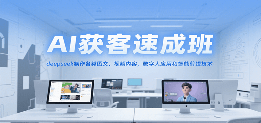 AI获客速成班，deepseek制作各类图文、视频内容，数字人应用和智能剪辑技术-鼎誉项目网
