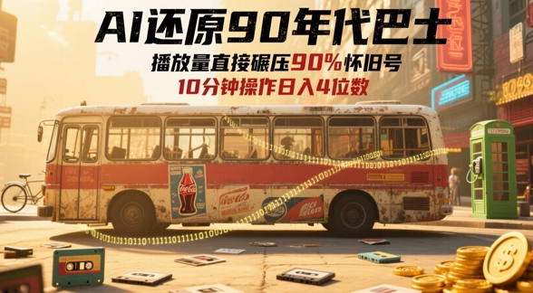 AI还原90年代巴士，一帧就让70后泪崩，播放量直接碾压90%怀旧号，每天操作十分钟，日入四位数-鼎誉项目网