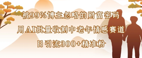 被99%博主忽略的财富密码：用AI批量收割中老年情感赛道，日引流300+精准粉-鼎誉项目网