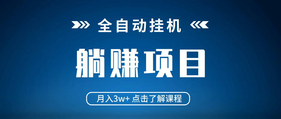 全自动挂机项目 月入3w+ 真正躺平项目 不吃电脑配置 当天见收益-鼎誉项目网