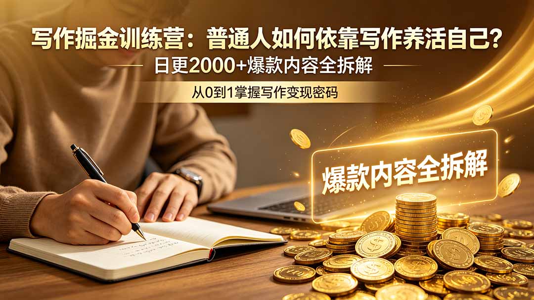 写作掘金训练营：普通人如何依靠写作养活自己？日更2000+爆款内容全拆解-鼎誉项目网