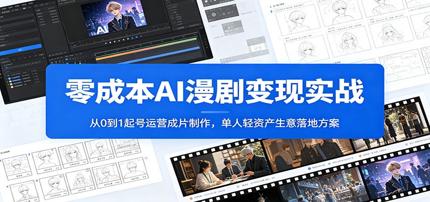 零成本AI漫剧变现实战：从0到1起号运营成片制作，单人轻资产生意落地方案-鼎誉项目网