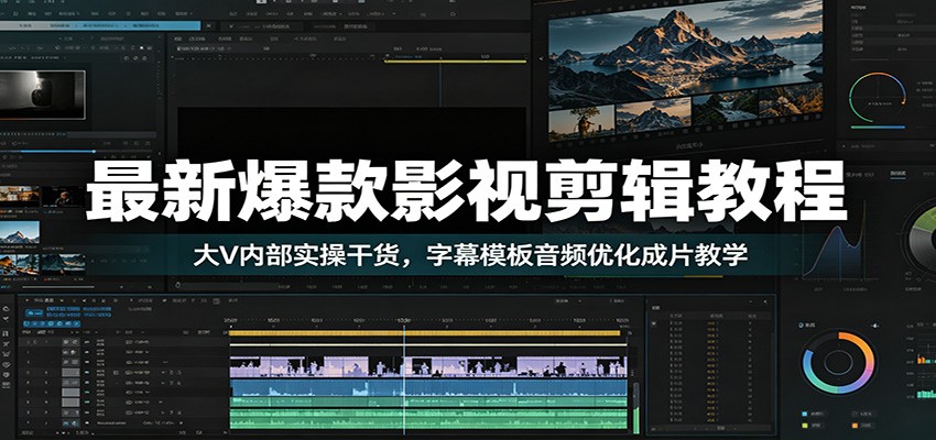 最新爆款影视剪辑教程：大V内部实操干货，字幕模板音频优化成片教学-鼎誉项目网
