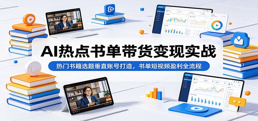 AI热点书单带货变现实战:热门书籍选题垂直账号打造,书单短视频盈利全流程-鼎誉项目网
