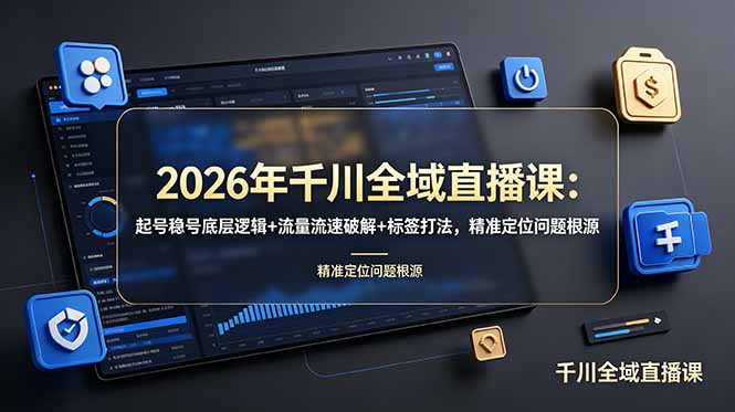 2026年千川全域直播课：起号稳号底层逻辑+流量流速破解+标签打法，精准定位问题根源-鼎誉项目网