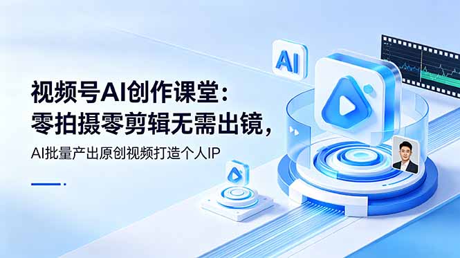 视频号AI创作课堂：零拍摄零剪辑无需出镜，AI批量产出原创视频打造个人IP-鼎誉项目网