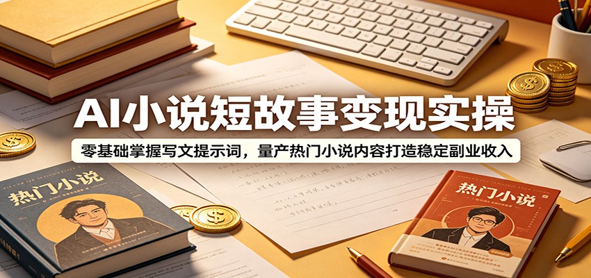 AI小说短故事变现实操：零基础掌握写文提示词，量产热门小说内容打造稳定副业收入-鼎誉项目网