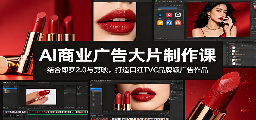 AI商业广告大片制作课:结合即梦2.0与剪映,打造口红TVC品牌级广告作品-鼎誉项目网