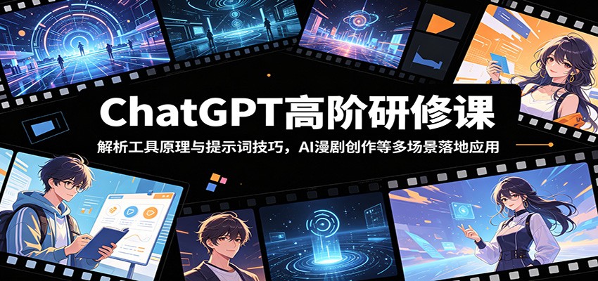 ChatGPT高阶研修课:解析工具原理与提示词技巧,AI漫剧创作等多场景落地应用-鼎誉项目网